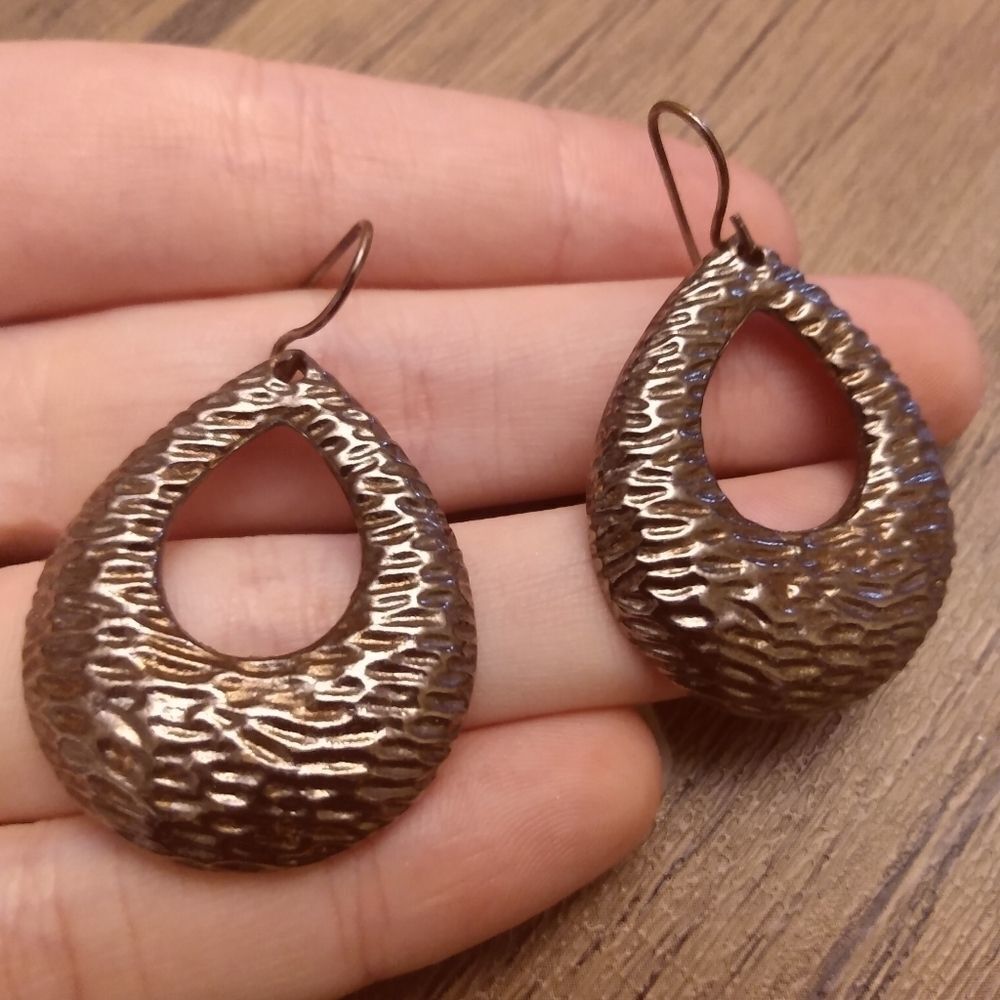 Rustic brass plated bohemian hook earrings